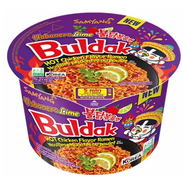 Buldak Στιγμιαία Νουντλς Ράμεν με Γεύση Καυτερό Κοτόπουλο Χαμπανιέρο Λάιμ 105g SAMYANG
