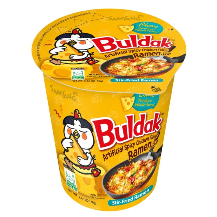 Κορεάτικα Στιγμιαία Νουντλς σε Κύπελλο με Γεύση Καυτερό Κοτόπουλο και Τυρί 70g SAMYANG