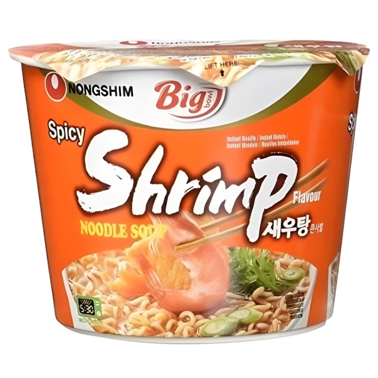 Στιγμιαία Καυτερά Νουντλς με Γεύση Γαρίδα σε Μεγάλο Κύπελο 115g NONGSHIM