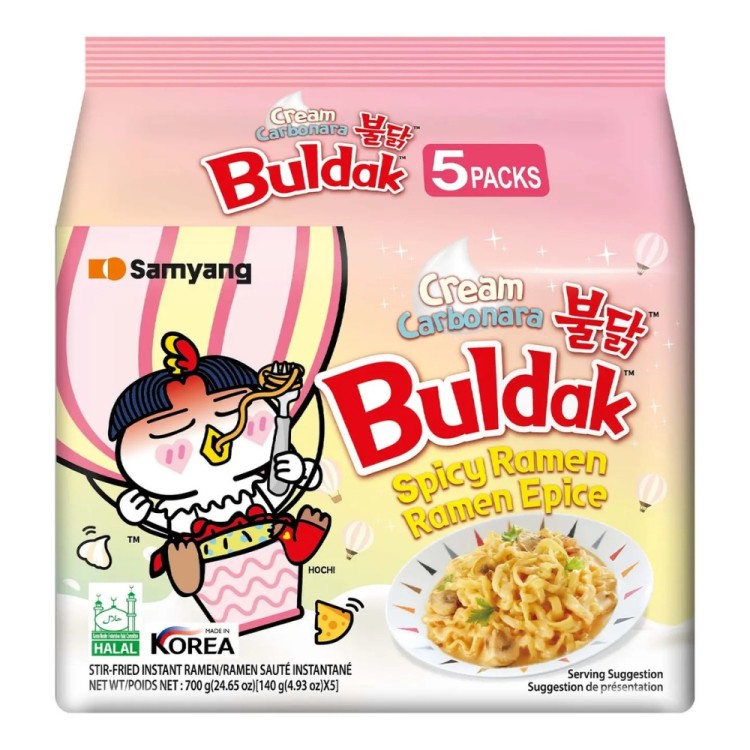 Instant Noodles Hot Chicken Cream Carbonara 5X140G SAMYANG