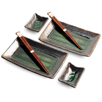 Green Sushi Set of 6 Pieces 22x12,5x2cm EDO JAPAN