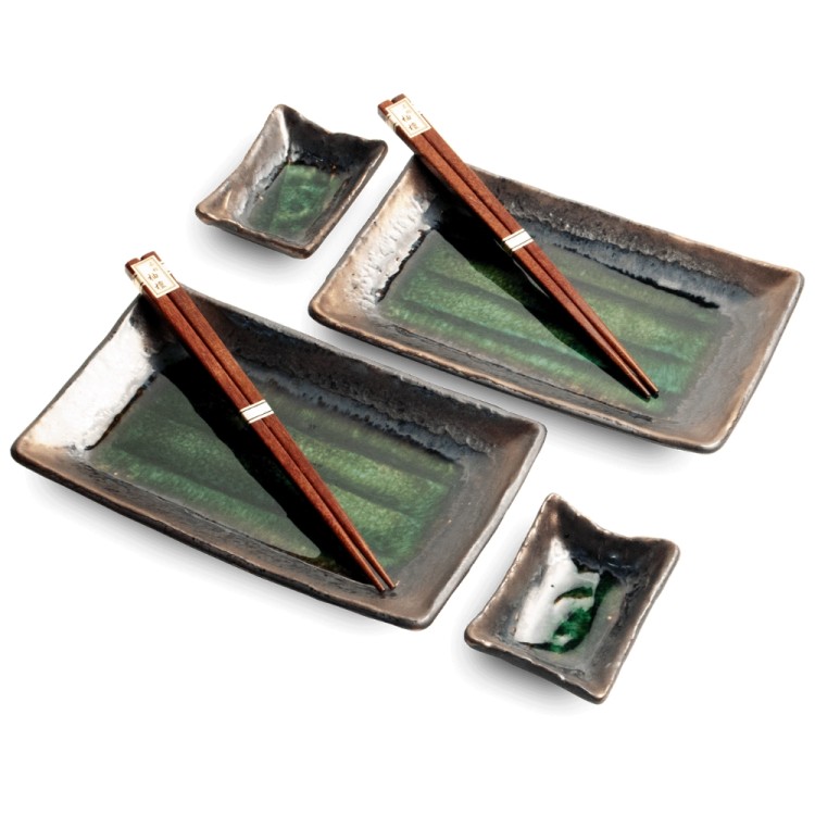 Green Sushi Set of 6 Pieces 22x12,5x2cm EDO JAPAN