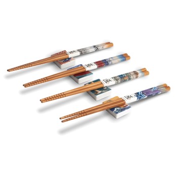 Chopsticks Set of 4 with holders Japanese Design in Giftbox