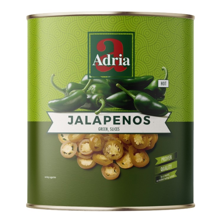 Canned Sliced Green Jalapenos 2,8kg ADRIA