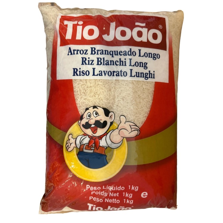 Arroz Branqueado Longo - Long Grain White Rice 1 kg TIO JOAO