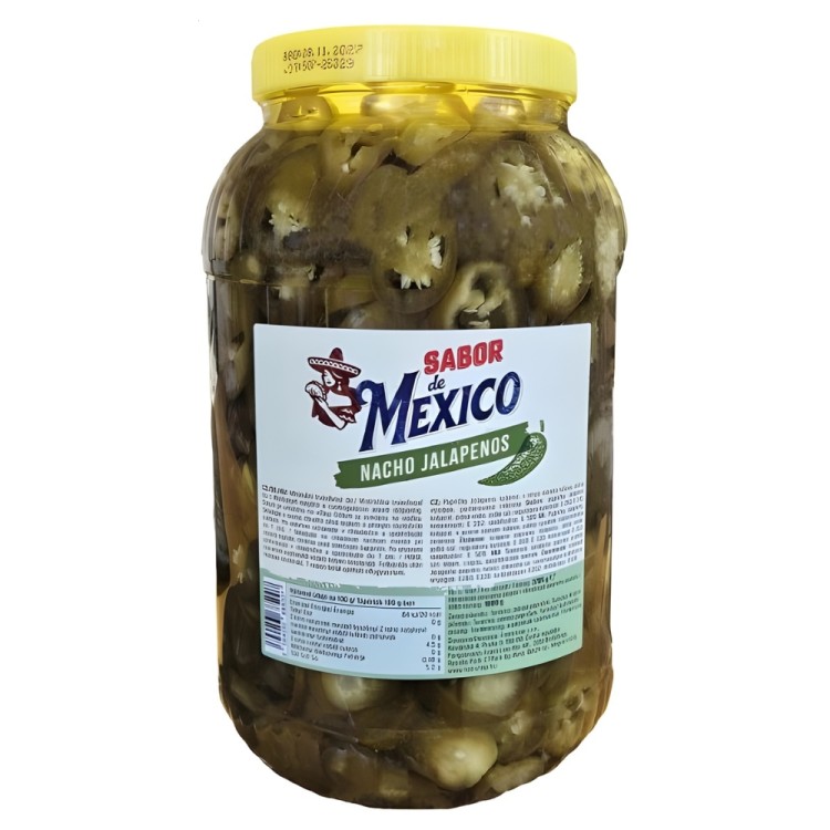 Canned Sliced Green Jalapenos 3,78kg SABOR DE MEXICO