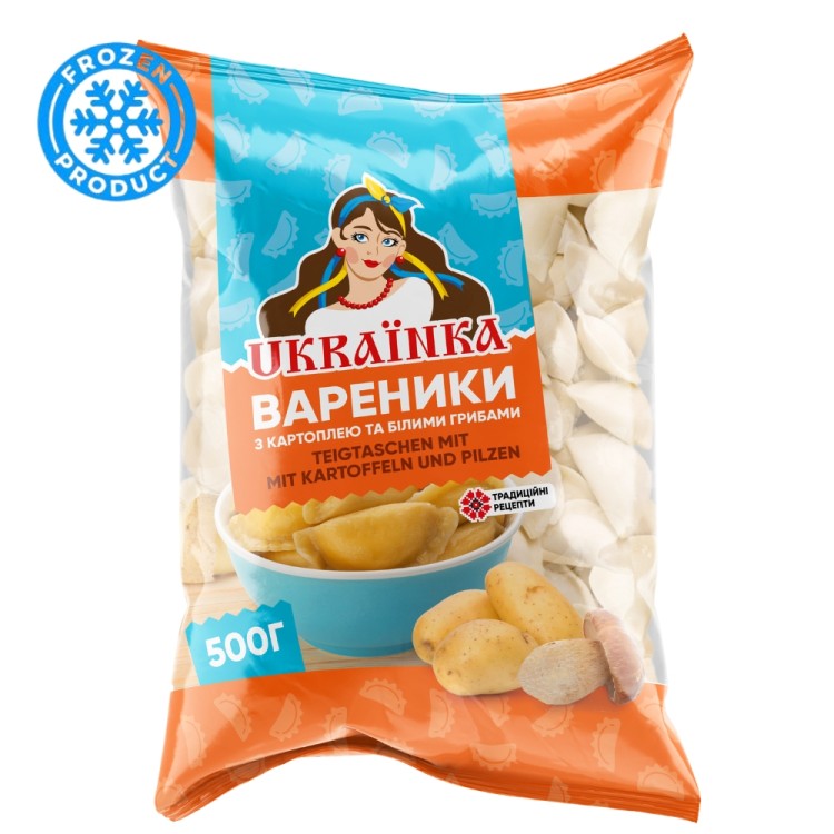 Vareniki with Potato & Porcini Mushrooms - Вареники с картошкой и белыми грибами 500g UKRAINKA
