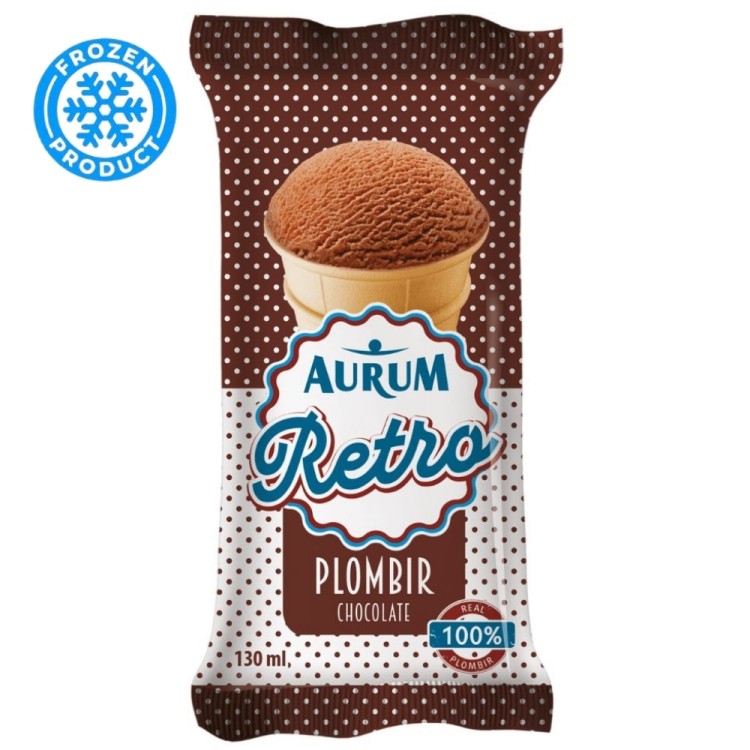 Ρετρό Παγωτό Σοκολάτας σε Κύπελο Βάφλας 16% 130ml AURUM