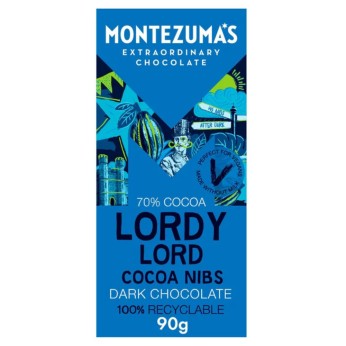 Lordy Lord Cocoa Nibs Dark Chocolate 70% Cocoa 90g MONTEZUMA'S