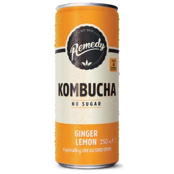 Kombucha, Τζίντζερ-Λεμόνι 250ml, REMEDY