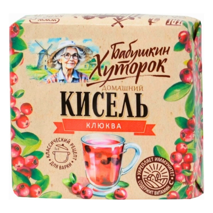 Kissel Powder Cranberry Flavour Бабушкин хуторок Кисель клюквенный  вкус 180g BABUSHKIN HUTOROK