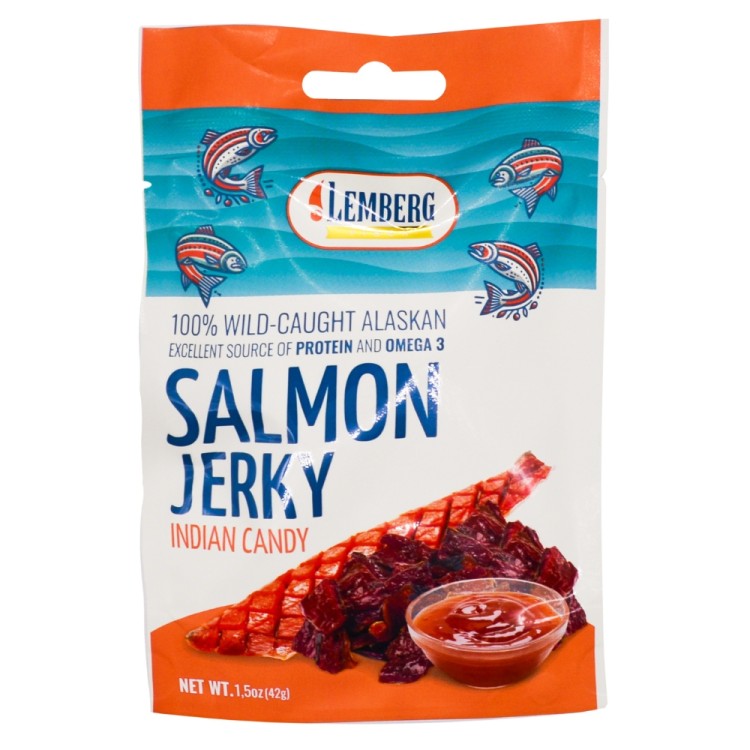 Σνακ Αποξηραμένου Σολωμού Σε Ινδική Σάλτσα Καραμέλας 42g LEMBERG