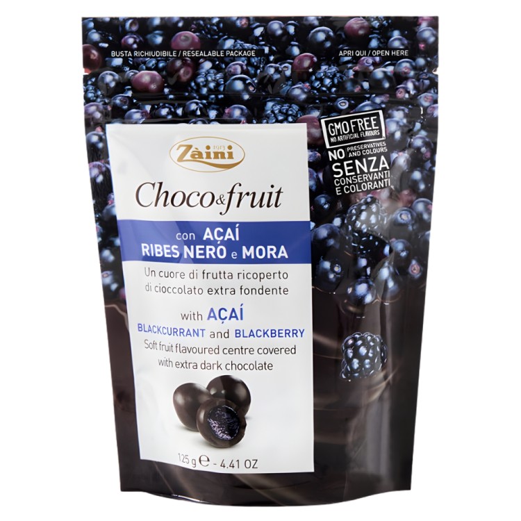 Dark Chocolate Balls with Acai & Blackcurrant & Blackberry Flavoured Filling 125g ZAINI