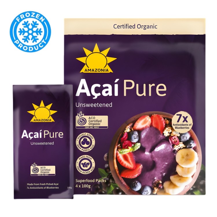 Πούλπα Acai Energy με Γκουαρανά ΒΙΟ Κτψ 4x100g AMAZONIA