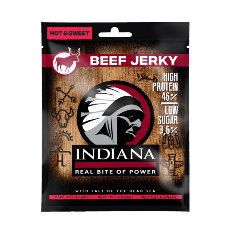 Σνακ Αποξηραμένου Βοδινού Κρέατος με Καυτερή και Γλυκιά Γεύση 25g INDIANA