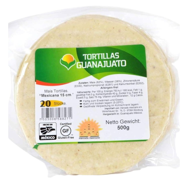 White Corn Tortilla Guanajuato 15cm 20pcs