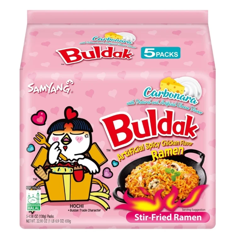 Instant Noodles Hot Chicken Carbonara 5X130G SAMYANG