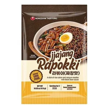 Στιγμιαία Τοπόκι με Νουντλς Ράμεν και Σάλτσα Μαύρου Φασολιού Jjajang  414g NONGSHIM