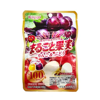 Whole Fruit Apple and Grape Gummy Candy 32g KASUGAI