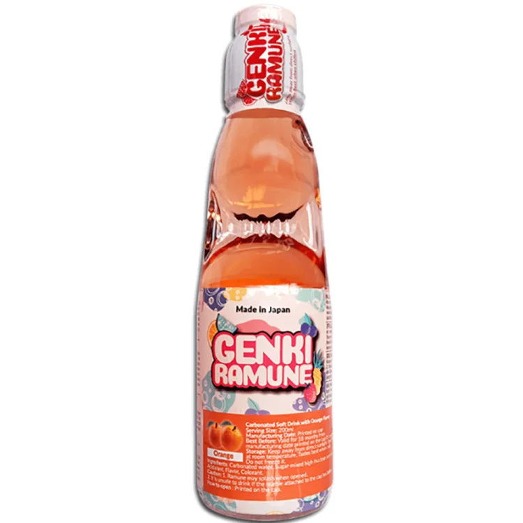 Ανθρακούχο Αναψυκτικό Ramune Με Γεύση Πορτοκάλι 200ml GENKI