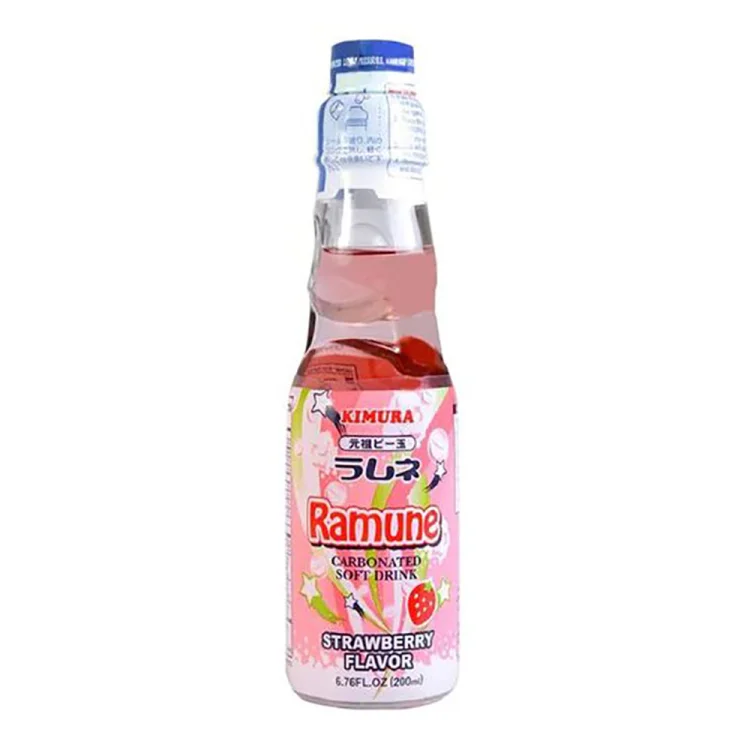 Ανθρακούχο Αναψυκτικό Ramune Με Γεύση Φράουλα 200ml KIMURA