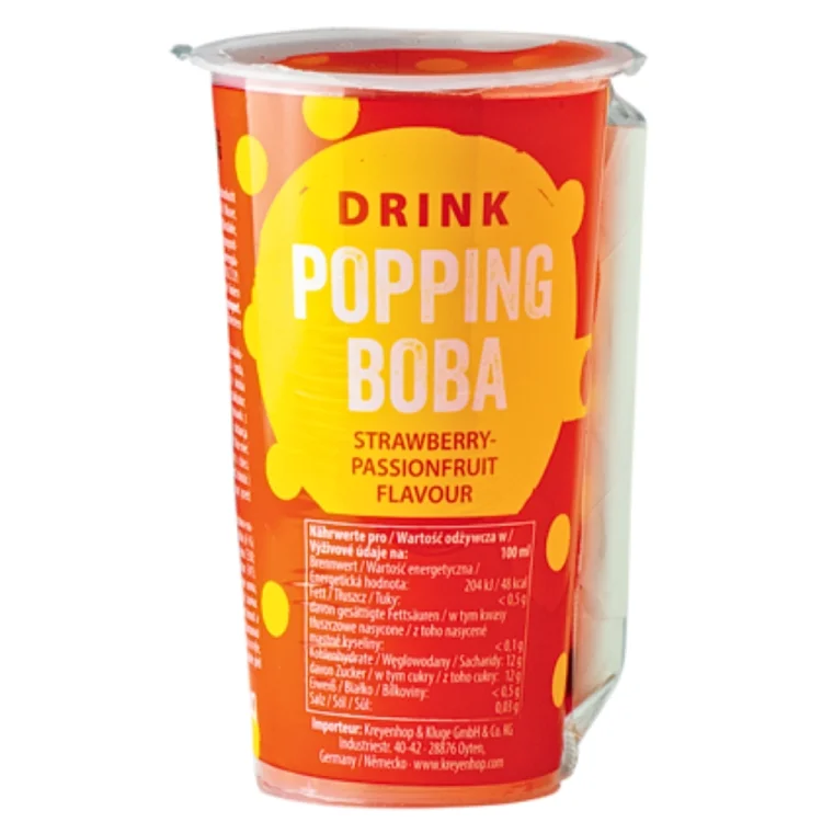 Popping Boba Αναψυκτικό με Γεύση Φράουλα & Φρούτα του Πάθους 425ml OBOBA