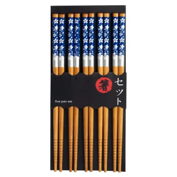 Τσοπστικς Σετ 5 ζευγαριών 22,5cm με Σχέδιο Λουλουδιών σε Συσκευασία Δώρου