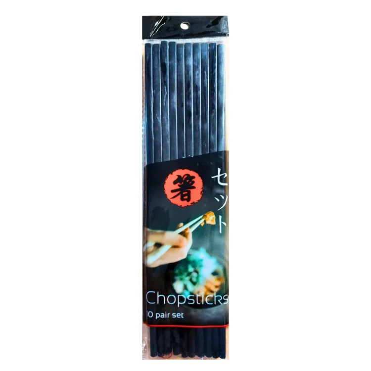 Plastic Black Chopsticks 27cm 10 Pairs, EMRO AZIATICA