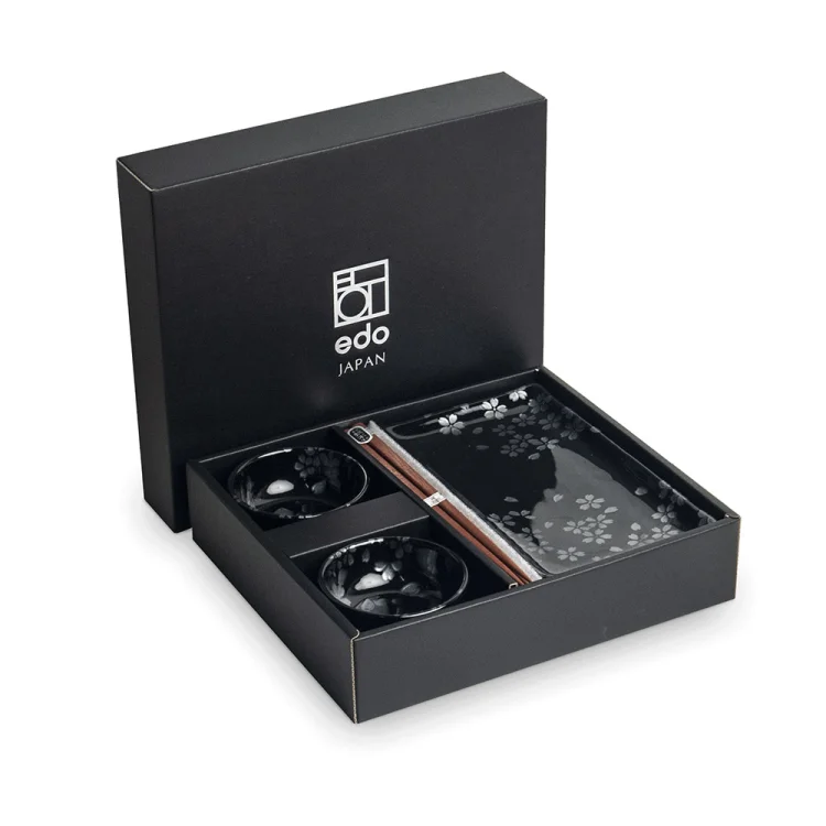 Μαύρο & Ασημί Σετ για Σούσι 6 Τεμαχίων EDO JAPAN