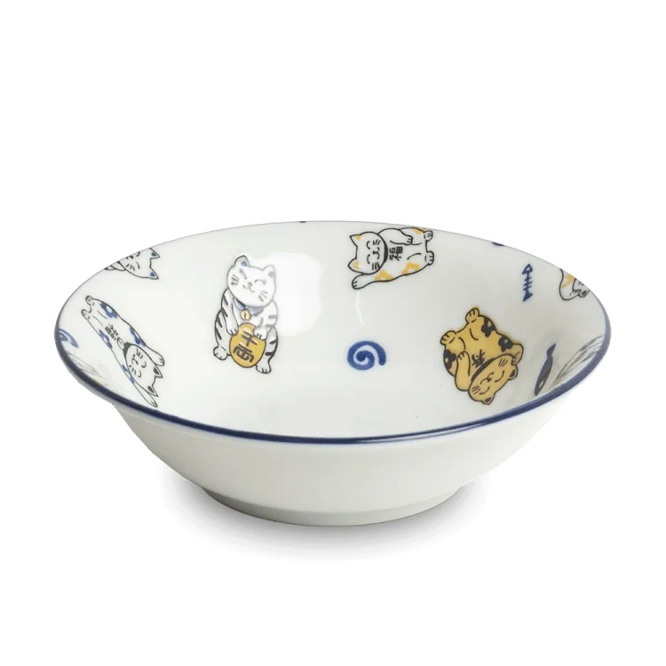Bowl Neko Cat Design White