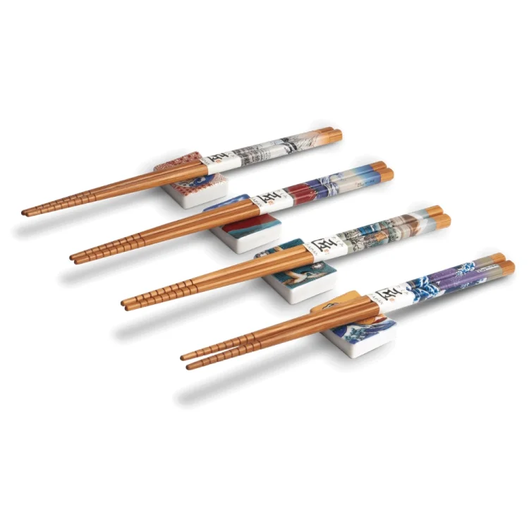 Chopsticks Set of 4 with holders Japanese Design in Giftbox