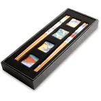 Chopsticks Set of 4 with holders Japanese Design in Giftbox