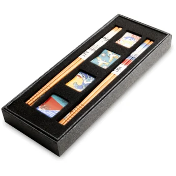 Chopsticks Set of 4 with holders Japanese Design in Giftbox