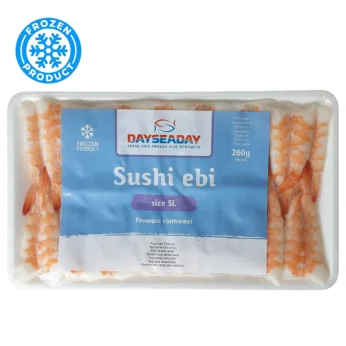 Sushi Ebi 5L Boiled, Cleaned, Butterfly 9,1-9,5cm 260g (30 shrimp) DAYSEADAY