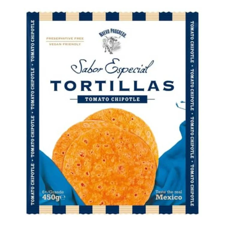 Flour Tortilla Tomato Chilli 25cm (10'') 6pcs NUEVO PROGRESO
