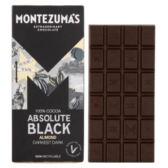 Almond Absolute Dark Chocolate 100%  90g MONTEZUMA'S
