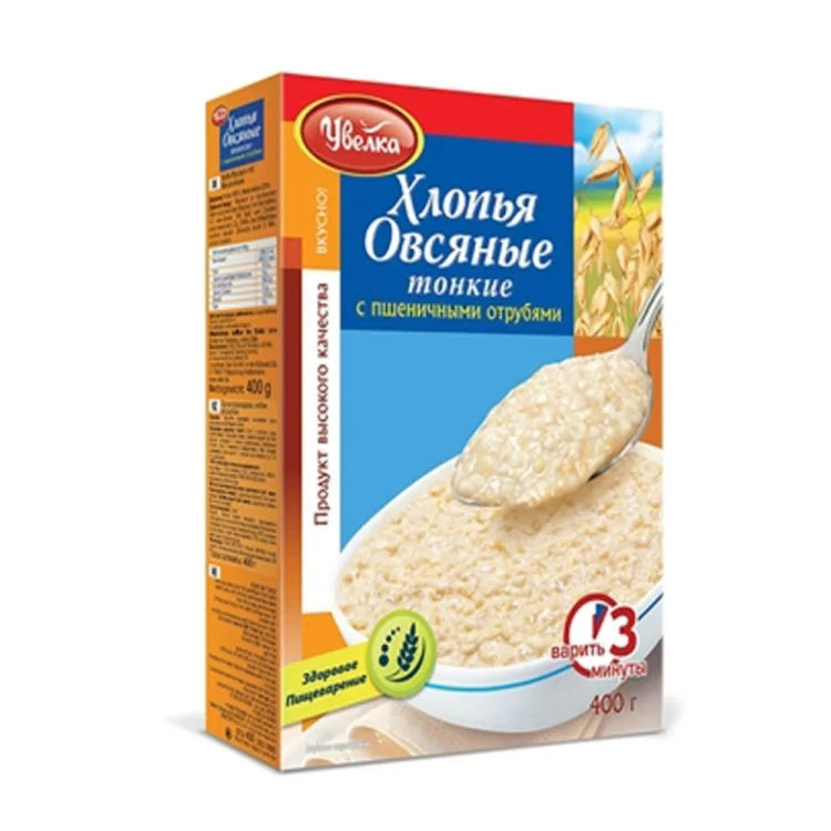 Νιφάδες Βρώμης Με Πίτουρα Σίτου 400g UVELKA