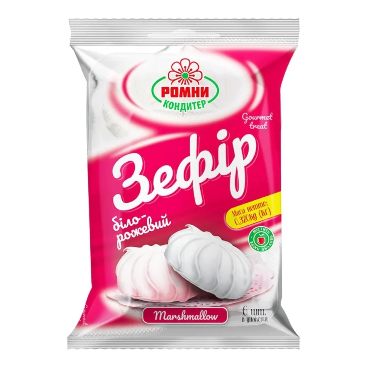 Ζαχαρωτό Λευκό & Ροζ - Зефир бело-розовый 320g ROMNY